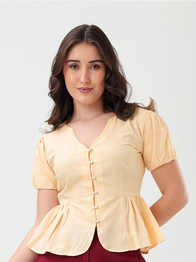 Sunshine Button-Down Peplum Top