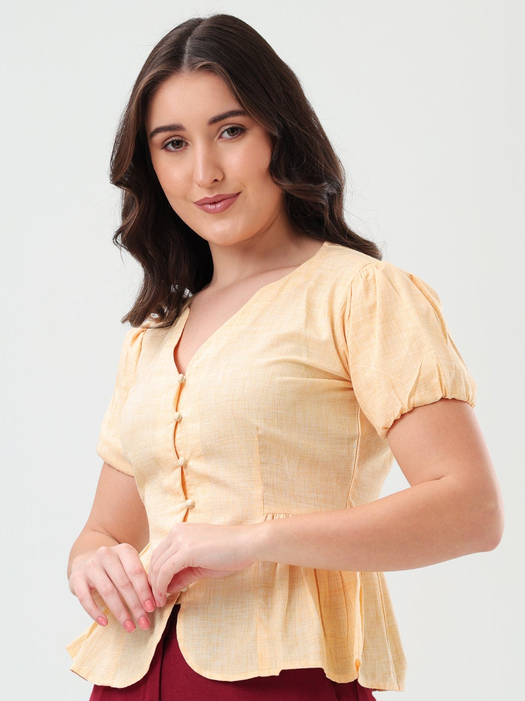 Sunshine Button-Down Peplum Top