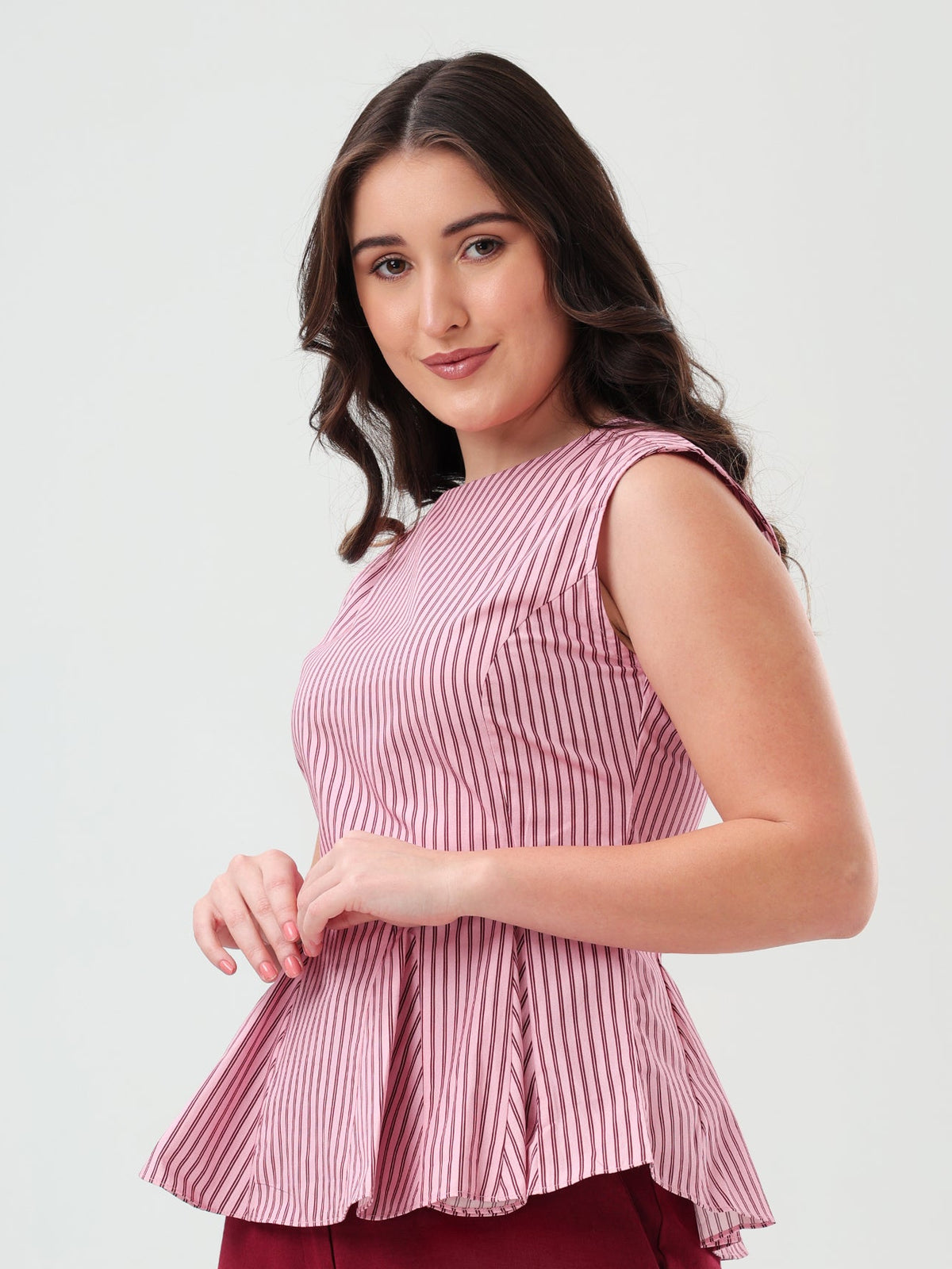 Pink Stripe Peplum Top