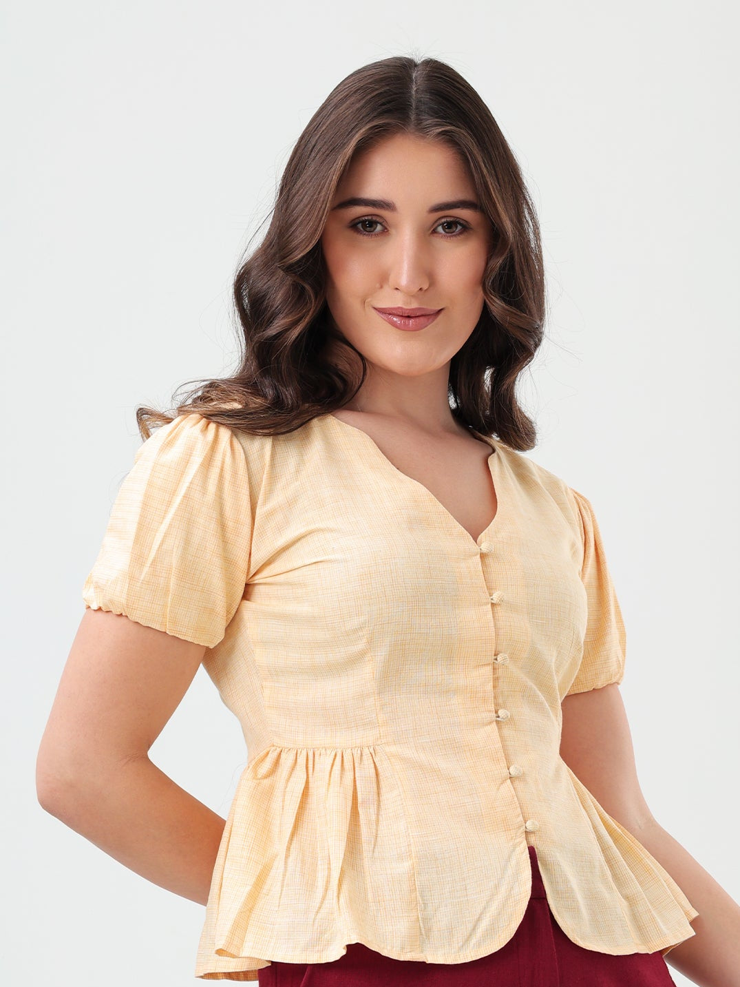 Sunshine Button-Down Peplum Top